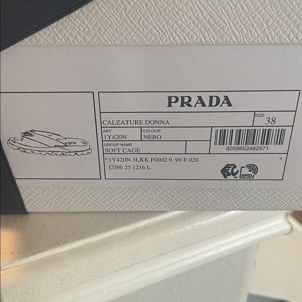 Prada Black Logo Triangle Rubber Thong Sandals - Picture 9 of 10